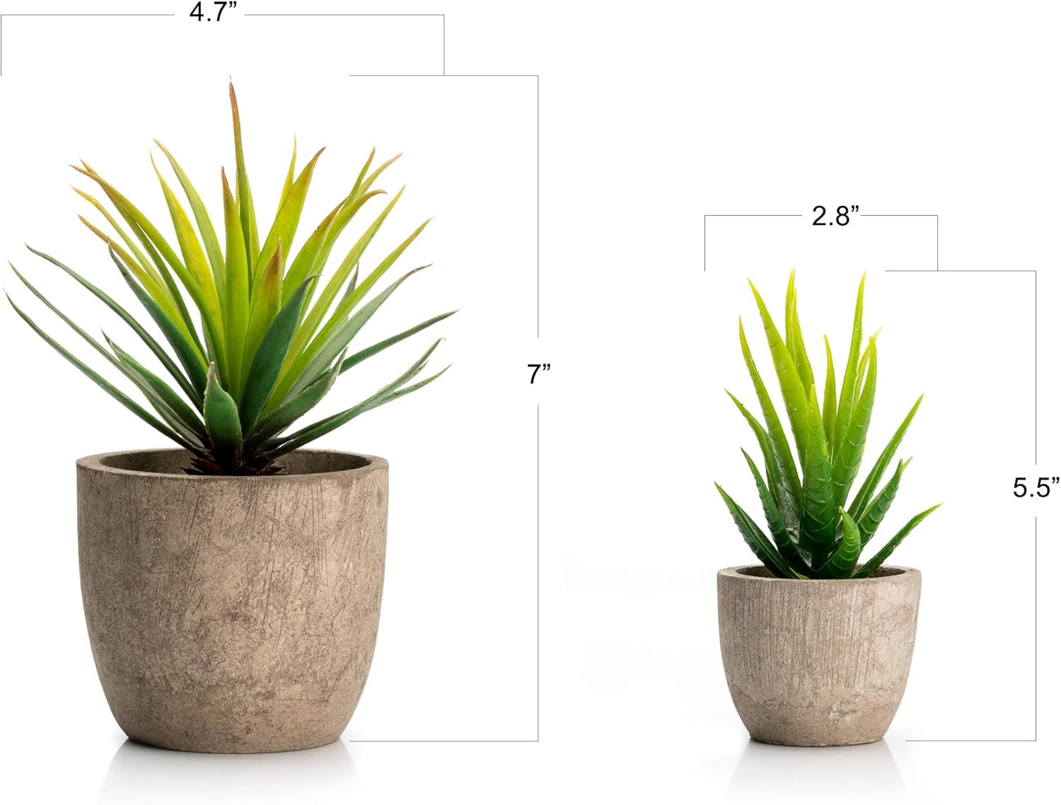 Velener Mini Home Decoration Aloe Vera Artificial Plants with Paper-Mache Pots (Set of 2), 7 inches and 5 inches, Faux Plants for Living Room, Kitchen, Bedroom, and Office Decor…
